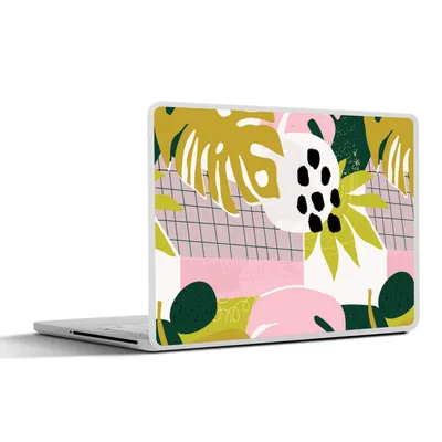 Produktbild von MuchoWow® Laptop Aufkleber Sticker Cover Tropische Pflanzen - Rosa - Gelb - Muster 30x21 cm - Sticker für Laptop - Selbstklebend