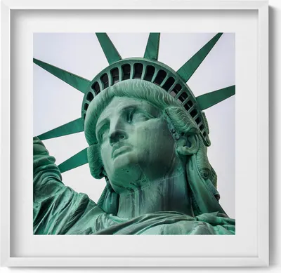 Produktbild von Freiheitsstatue New York USA– Wandbild mit Rahmen – Gerahmtes Bild  – Wanddekoration – 50x50 cm –  Weiß Rahmen