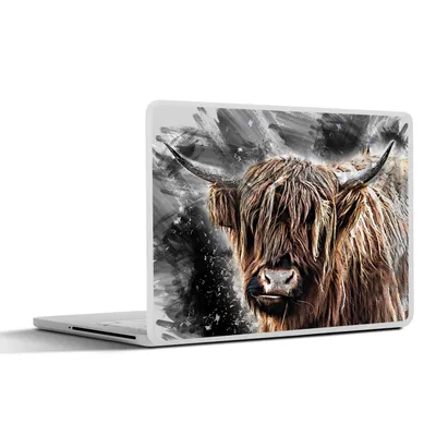 Produktbild von MuchoWow® Laptop Aufkleber Sticker Cover Schottischer Highlander - Tiere - Farbe 32.5x23.5 cm - Sticker für Laptop - Selbstklebend