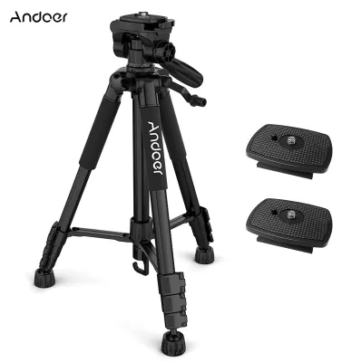 Zdjęcie produktu dla Andoer TTT-663N 57,5-calowy podróżny lekki statyw do aparatu fotograficznego statyw do telefonu statyw do lustrzanki cyfrowej lustrzanki kamery fotograficznej nagrywania wideo z torbą do przenoszenia zacisk do telefonu 2 dodatkowe płytki szybkiego zwalniania maks. obciążenie 3 kg