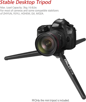 Produktbild von KINGJOY Tragbarer Mini-Stativ-Stabilisator Stabiler Aluminium-Legierungs-Desktop-Tisch Drei-Bein-Standfuss mit 1/4 Zoll Schraube fuer GoPro Kameras DSLR-Camcorder fuer Stabilisatoren von ZHIYUN Belastbarkeit 3kg