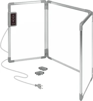 Obrázek produktu pro Skládací topný panel – infračervené topení do kanceláře – vytápění pracovního prostoru – 3 úrovně výkonu – 53 x 108 cm – bílá barva