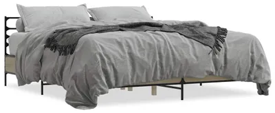 Produktbild von vidaXL Bettgestell Sonoma-Eiche 200x200 cm Holzwerkstoff und Metall