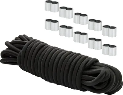 Produktbild von Dreamprint Expanderseil 8mm Schwarz 20m Gummiseil Spannseil mit 10x Würgeklemmen