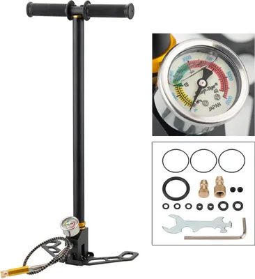 Produktbild von Hochdruck-Standpumpe PCP 4500 PSI, 3-stufige Handpumpe, Edelstahl, präziser Manometer, klappbarer Fuß, Flexibler Schlauch, 0-4500 psi, 0-5800 psi, 50 cm Länge ZAXER