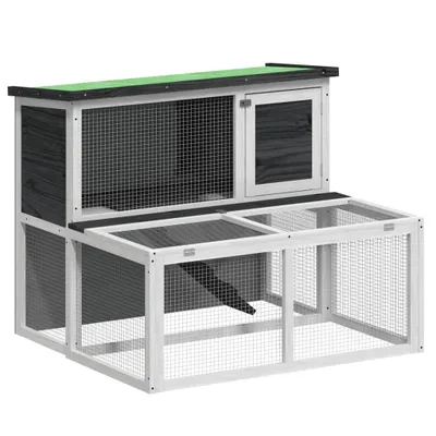 Image de Clapier gris 102x90x84,5 cm bois de pin massif
