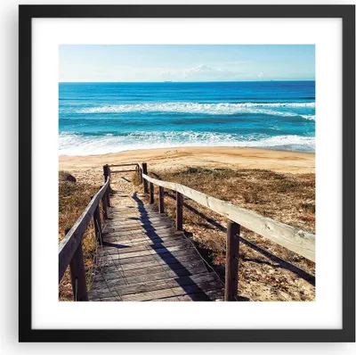 Produktbild von Gerahmtes Poster - Schwarzer Rahmen - Meer Strand Eintritt - 40x40 cm - Wand Bild - Wanddeko - Wandbilder - Kunstposter - Wandposter - Bilderrahmen - Bilder - Kunstdruck - Wandbild - P2BAC40x40-4359
