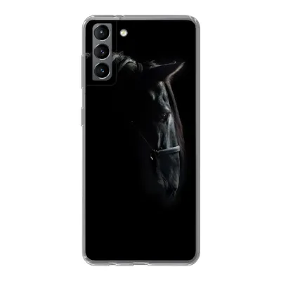 Produktbild von MuchoWow® Handyhülle Schutzhülle Hülle für Samsung Galaxy S21 Plus Pferd - Leicht - Schwarz Silikon Softcase Handy Hülle - Handy-Tasche