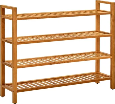 Produktbild von Schuhregal mit 4 Etagen 100x27x80 cm Massivholz Eiche
