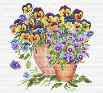 Obrázek produktu pro Thea Gouverneur, výšivací sada "Měsíček v květináči", schéma k výšivce, rozměry 30x30 cm