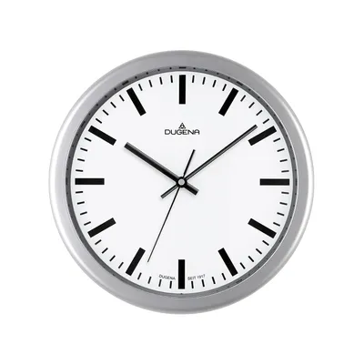 Produktbild von DUGENA 4460646 Wanduhr Uhr lautlos Kunststoff Analog silber