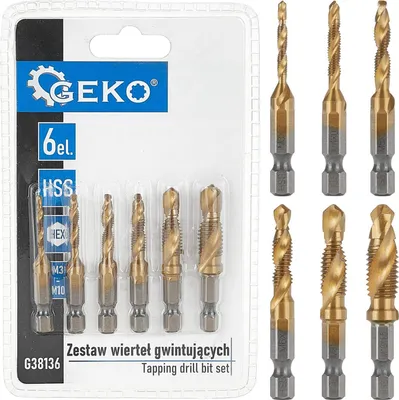 Obrázok produktu pre Sada vrtákov HSS Hex M3 - M10, 6ks Geko