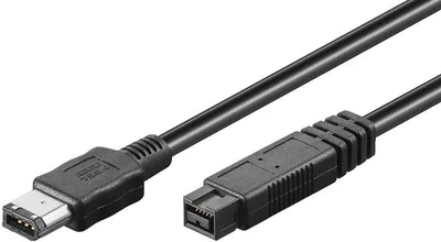 Immagine prodotto di Goobay 68179 Cavo adattatore FireWire™ 800, da 9 a 6 pin, IEEE1394b, 1,8 m, nero - Spina FireWire 800 (9 pin) > Spina FireWire 400 (6 pin)