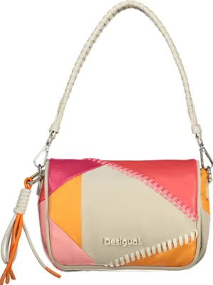 Produktbild von Weiße Damenschultertasche mit Riemen, Kontrastdetails und Taschen