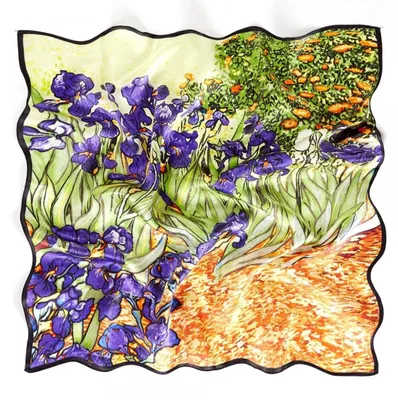 Productafbeelding van Dames Zijde Sjaal met Schilderkunst - Elegante Bandana voor elke gelegenheid