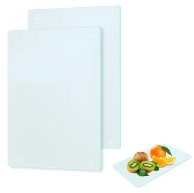 Immagine prodotto di Omgoods - Set di 2 taglieri in vetro - Antiscivolo e resistenti al calore