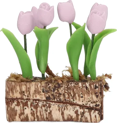 Image de Tulipes artificielles, ornement floral, 1:12 maison de poupée, décoration de jardin, modèle simulé, accessoires miniatures, rose