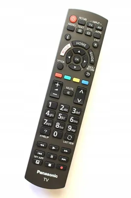 A remote control for a Panasonic TV is shown against a white background.