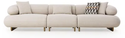 Immagine prodotto di Divano beige a 5 posti Divano in tessuto di design con schienale regolabile