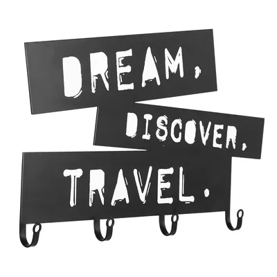 Zdjęcie produktu dla Wieszak ścienny z czterema haczykami Dream, Discover, Travel