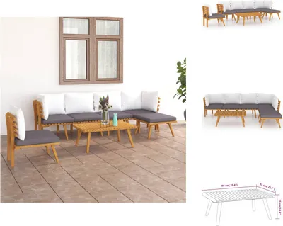 Produktbild von vidaXL 7-tlg. Garten-Lounge-Set mit Kissen Massivholz Akazie -  Gartenmöbel-Sets