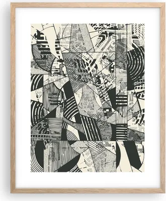 Produktbild von Gerahmtes Poster - Rahmen in heller Eiche - Abstraktion Vintage Schwarz - 40x50 cm - Wand Bild - Wanddeko - Wandbilder - Kunstposter - Wandposter - Bilderrahmen - Bilder - Kunstdruck - P2NPA40x50-5052