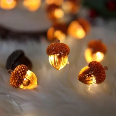 Produktbild von Dekorative Lichterkette mit Eichel-Feen, Erntedankfest-Dekoration, Herbstgirlande, niedliche Neuheitslichter, 30 LEDs, 3 m, batteriebetrieben, für Schlafzimmer, Hochzeit, Geburtstag, Erntedankfest-Dekoration, Herbst Raumdekoration