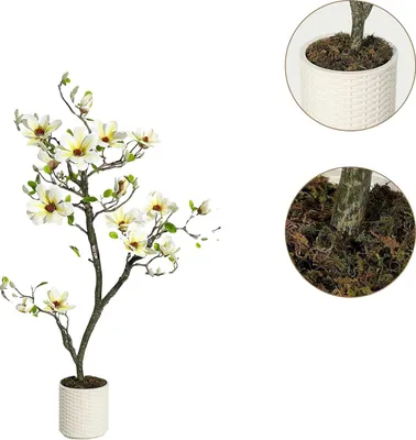 Obrázok produktu pre Umelá rastlina magnólia, realistický dizajn, univerzálna dekorácia, 120 cm