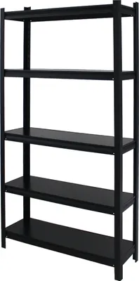 Produktbild von Wohnzimmerregal 180x90x30 cm Stahl 875 kg 5 Regalböden 8 mm Steckregal Schwerlastregal schwarz-matt