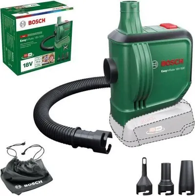 Image de Gonfleur sans fil BOSCH Easyinflate 18V-500, 18V, 50 cm tuyau, 3 buses à air, sans batterie ni chargeur