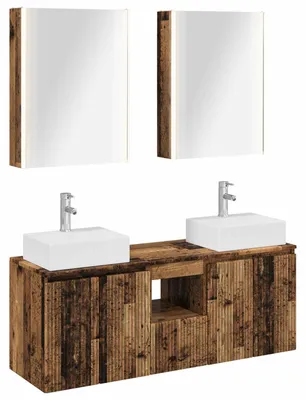 Productafbeelding van vidaXL Badkamerkast-set, 5 stuks, gerecycled hout, houtvezel