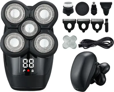 Image de INF Rasoir électrique pour homme 5 têtes rechargeable, étanche, ABS, voyage Le noir