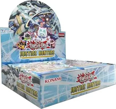 Productafbeelding van Justice Hunters – Yu-Gi-Oh! TCG Booster Display, 1e editie (24 pakjes, Engelse versie) + Heartforcards verzendbescherming