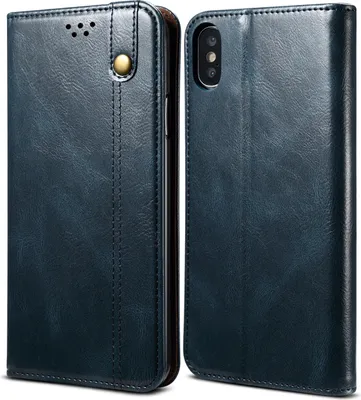 Produktbild von iPhone XS Max Hülle, LaimTop Leder Flip Brieftasche Schutzhülle für iPhone XS Max Blau