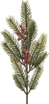 Produktbild von Tannenzweig mit roten Beeren 50cm PE Spritzguss künstlich grün