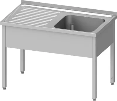 Produktbild von Spültisch ohne Grundboden 1400x700x850 mm, mit einem Becken rechts, mit Aufkantung, verschweißt
