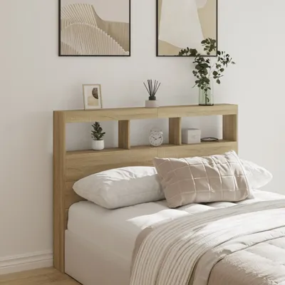 Produktbild von "2026 Promotion" LED-Kopfteil mit Ablagen Sonoma-Eiche 140x17x102 cm - Bettkopfteil CC30084