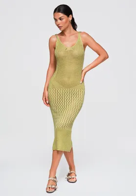 Produktbild von LARICA Kleid Ajour Midi Slim Fit OW-DLR-E0002 green ONESIZE