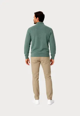 Zdjęcie produktu dla CASAMODA Bluza męska z dzianiny Troyer Zipper Regular Bawełna Green 3XL, Obraz wygenerowany przez AI