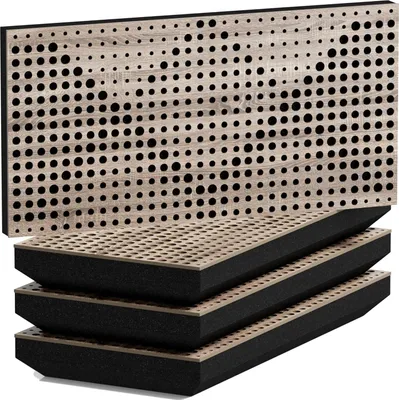 Immagine prodotto di Confezione da 4 pannelli acustici fonoassorbenti WILDS-H | 25x50 cm | Riflessione | Spessore – Colore: [53 mm | Sonoma]