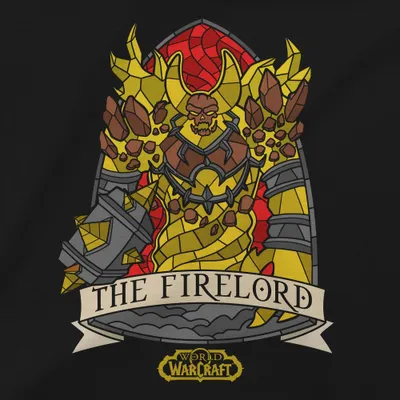 Immagine prodotto di Jinx World of Warcraft - Maglietta Premium con Ragnaros in vetro colorato, nera, taglia S