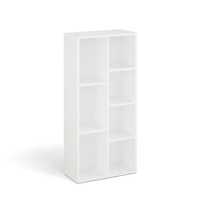 Produktbild von KOMTO Bücherregal Weiß - Bücherschrank Regal Schmal mit 7 Fächern für Wohnzimmer, Kinderzimmer, Schlafzimmer - Book Shelf Sola 50B x 24T x 106H cm
