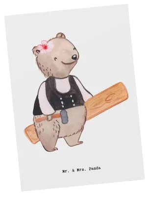 Produktbild von Mr. & Mrs. Panda Postkarte Zimmerfrau Herz - Weiß - Geschenk, bildkarte, Grußkarte, Ansichtskarte, Postkarten, Ansichtskarten