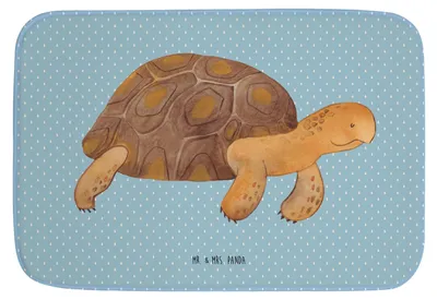 Produktbild von Mr. & Mrs. Panda Badematte Schildkröte Marschieren - Blau Pastell - Geschenk, Badezimmerteppich, Badvorleger, Schildkröten, duschmatte, Lieblingsmensch, Abenteuer