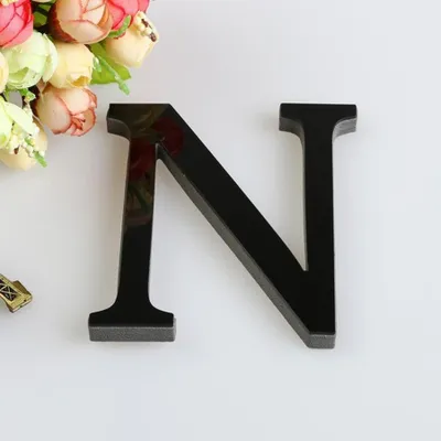 Imagen del producto de Adhesivo para pared, letra "N" en 3D, color , efecto espejo, 150 mm