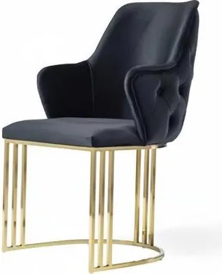 Productafbeelding van Comfortabele fauteuil, modern design, met stoffen bekleding, zwarte kleur, armleuningen, geschikt voor de eetkamer