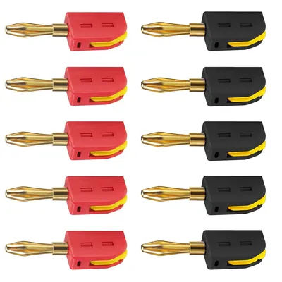 Produktbild von Bananenstecker 4mm 10 Stück, Lautsprecher Stecker Banana Plug 32A, Kabeladapter Boxen, Endstufen, Receiver, Audio Verbindung