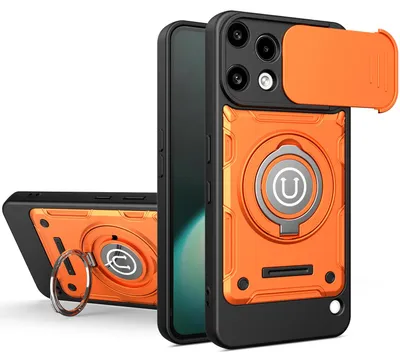 Produktbild von Magnetische Handyhülle für Nothing Phone (3a) Lite mit Kameraschutz Schieber, Ringhalter und Ständer, Stoßfeste Hülle Orange
