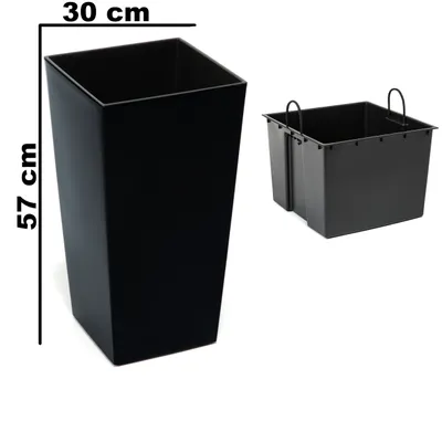 Produktbild von Blumentopf Topf aus Kunststoff mit Einsatz Innen, Glanz schwarz H 570 mm