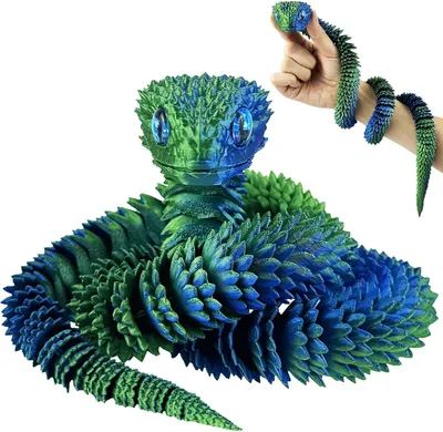 Productafbeelding van 3D-bedrukte dieren slang 76 cm - 3D-printen gelede flexibele gezamenlijke fidget - Coole adder